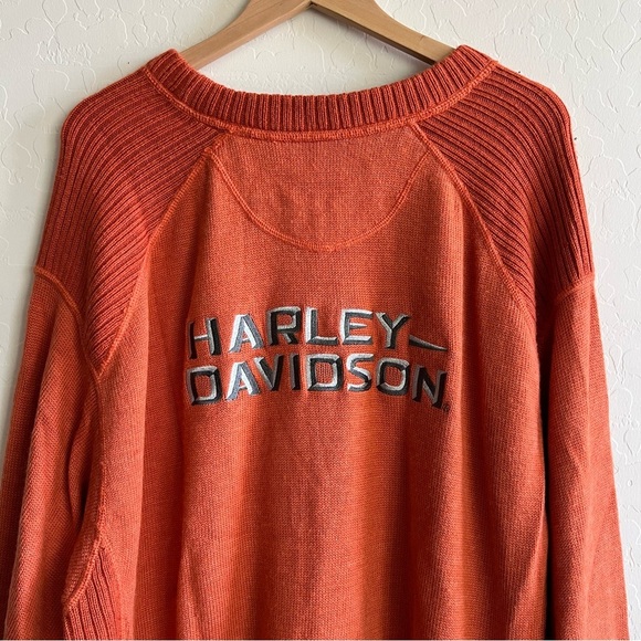 HARLEY DAVIDSON Wool Acrylic Jumper Sweater Men’s Crew Neck Orange - Picture 5 of 5